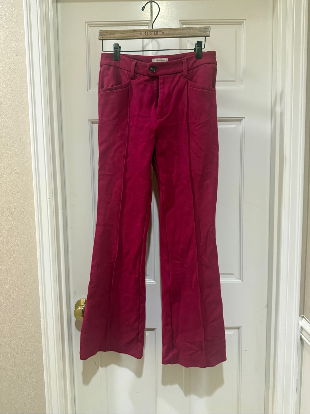 Anthropologie Raspberry Flare Pants